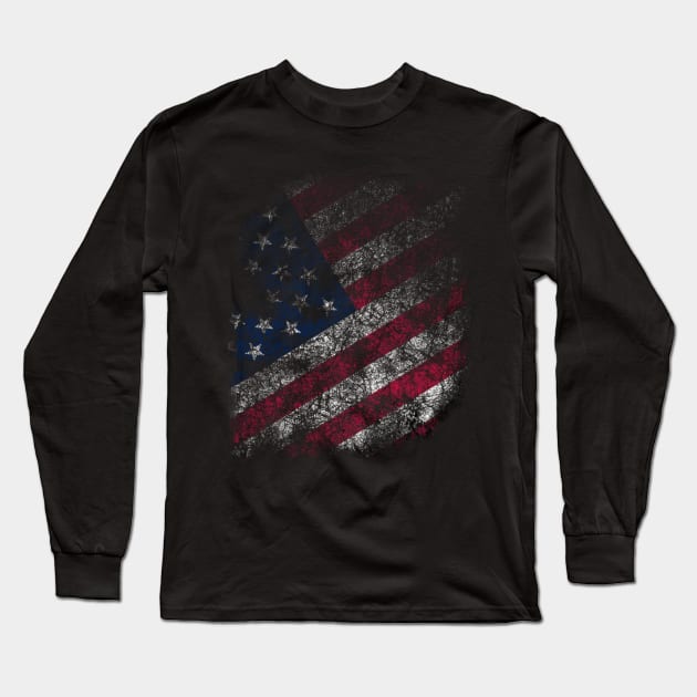 Vintage Patriotic American Flag Long Sleeve T-Shirt by chiinta